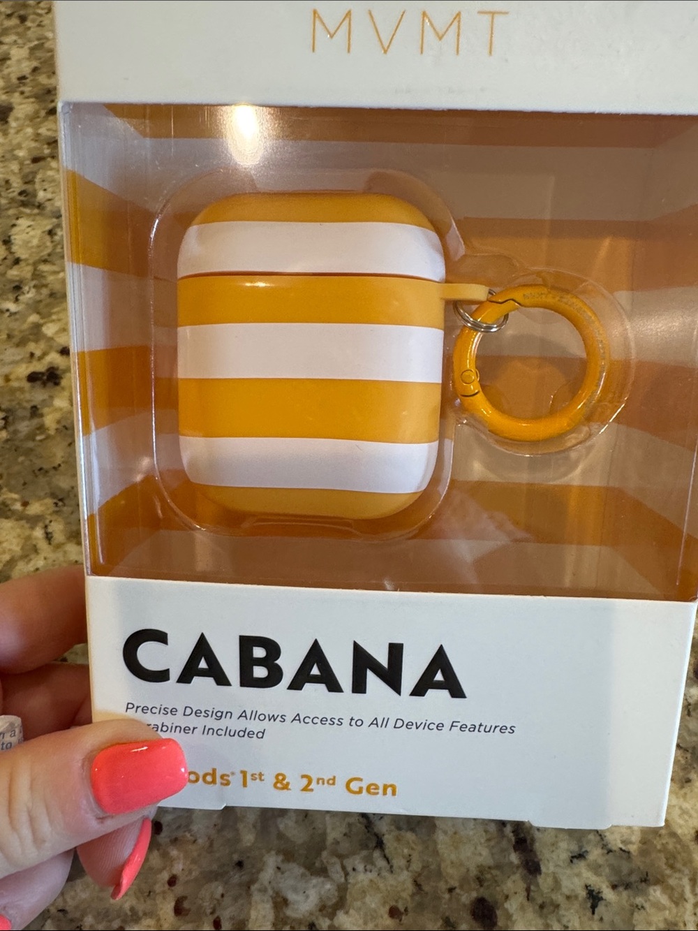 Cabana Yellow & White Stripe AirPods Case with Ring NWT